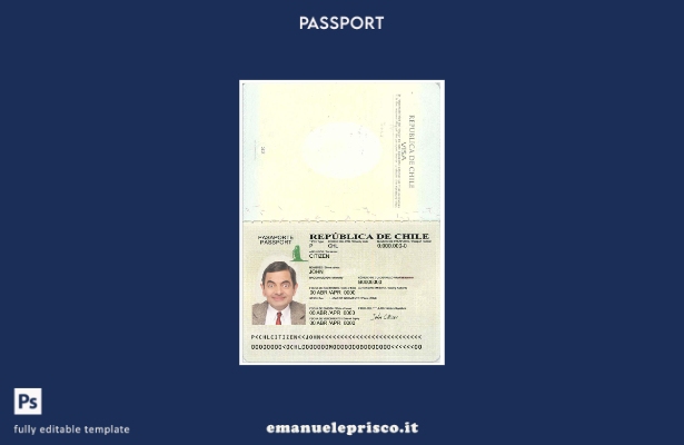 modello di versione del passaporto cileno in stile verificato